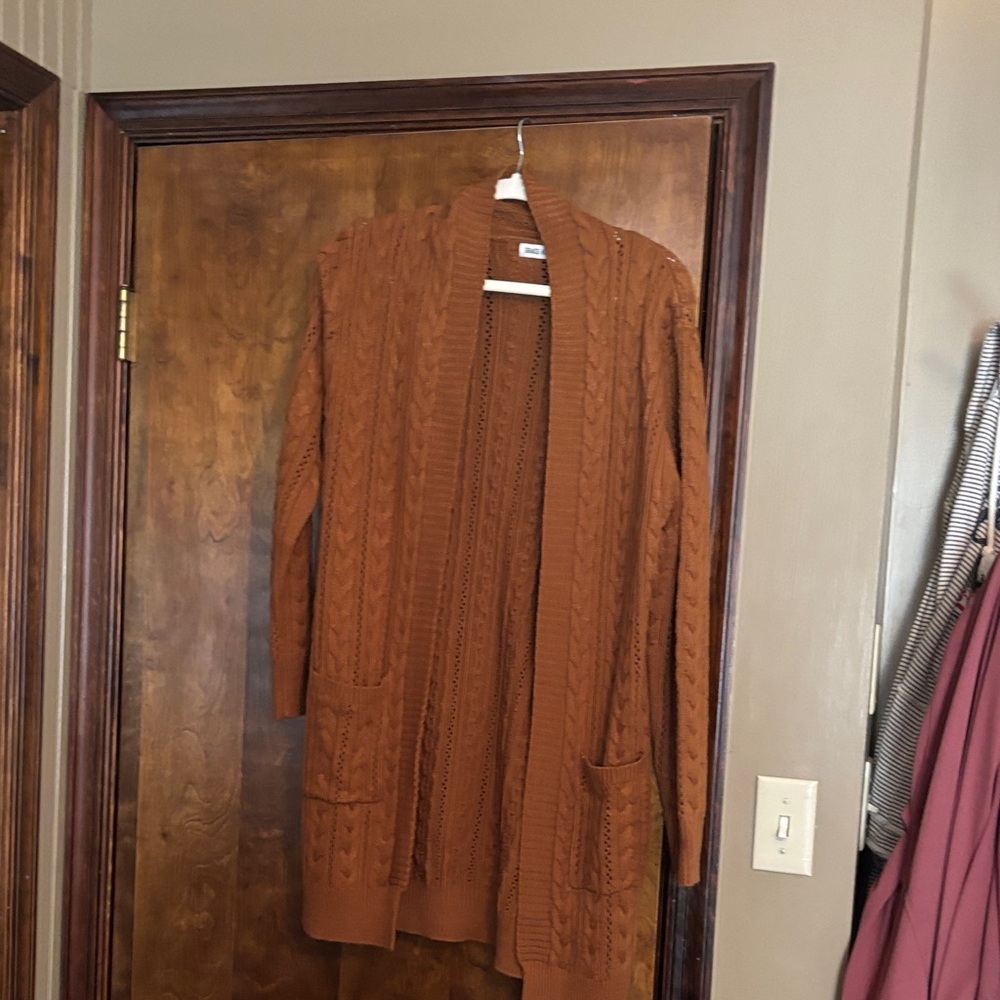 Grace Karin Rust Cable-Knit Open Cardigan